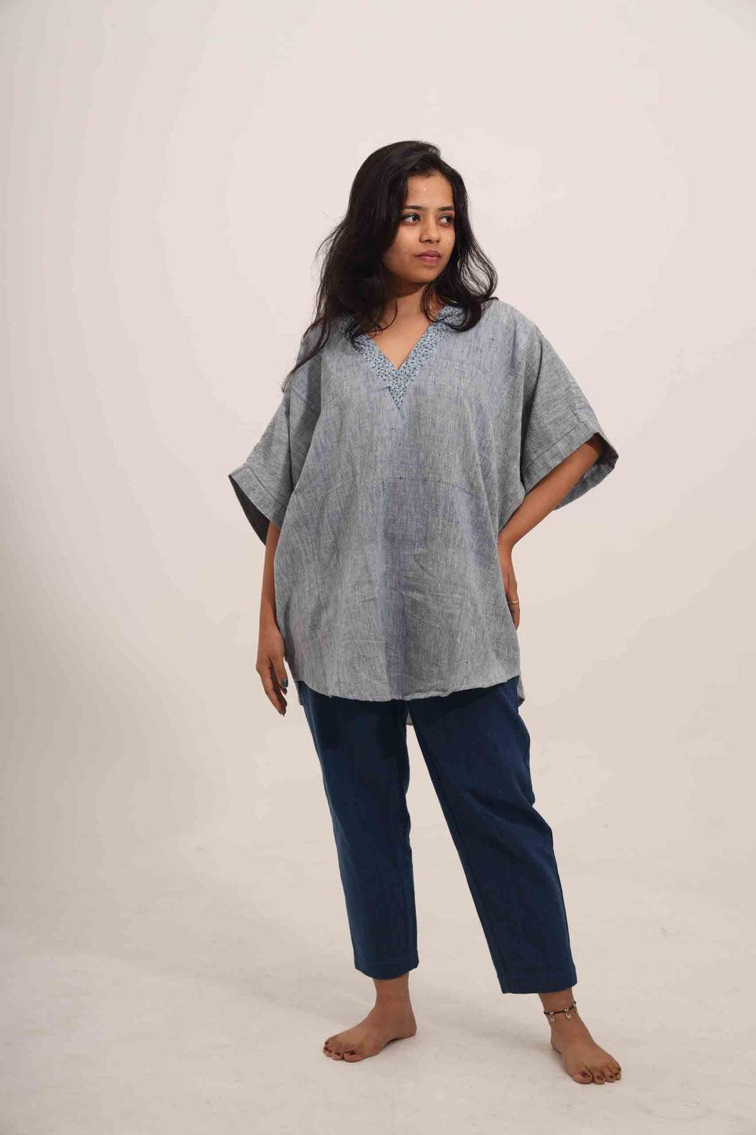 Sangeetha Top Blue embroidery